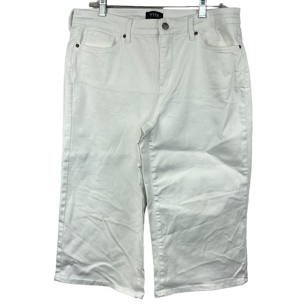 NYDJ Wide Leg Pedal Pusher Cropped Jeans White 12 Capri Lift and Tuck